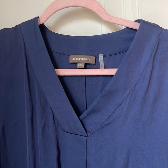 Repeat Cashmere Silk Shift Dress Navy 40 M - Picture 2 of 6